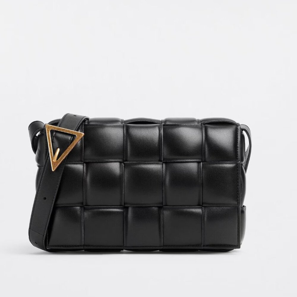 Bottega Veneta Maxi Intrecciato Calfskin Padded Cassette Black